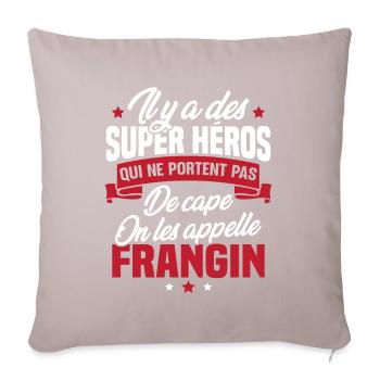 Super héros on les appelle frangin cadeau - Coussin et housse de 45 x 45 cm - taupe clair - Devant