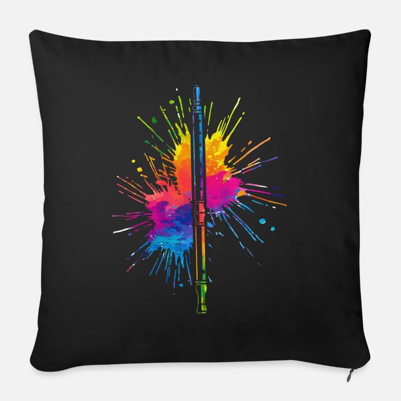 Flöte, Flöte spielen, - Sofakissen mit Füllung 45 x 45 cm - Schwarz