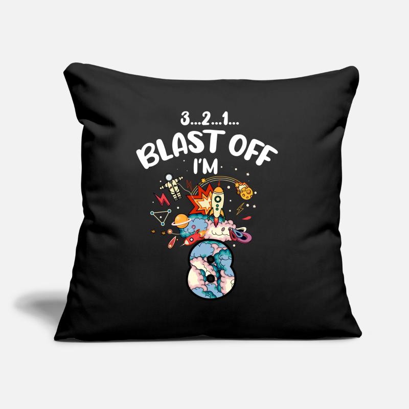Blast Off I am 8 years old, 8th birthday Sofa pillow with filling 45cm x 45cm