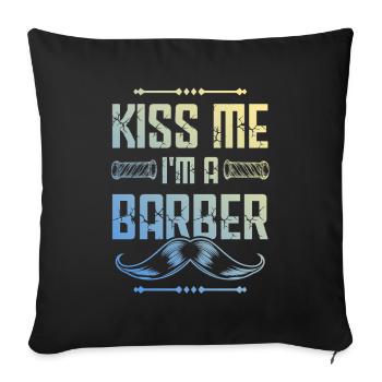 Embrasse-moi Barbier - Coussin et housse de 45 x 45 cm - noir - Devant
