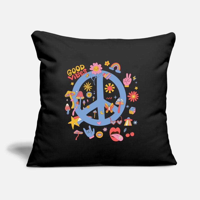 Retro Boho Peace Sign Sofa pillow with filling 45cm x 45cm