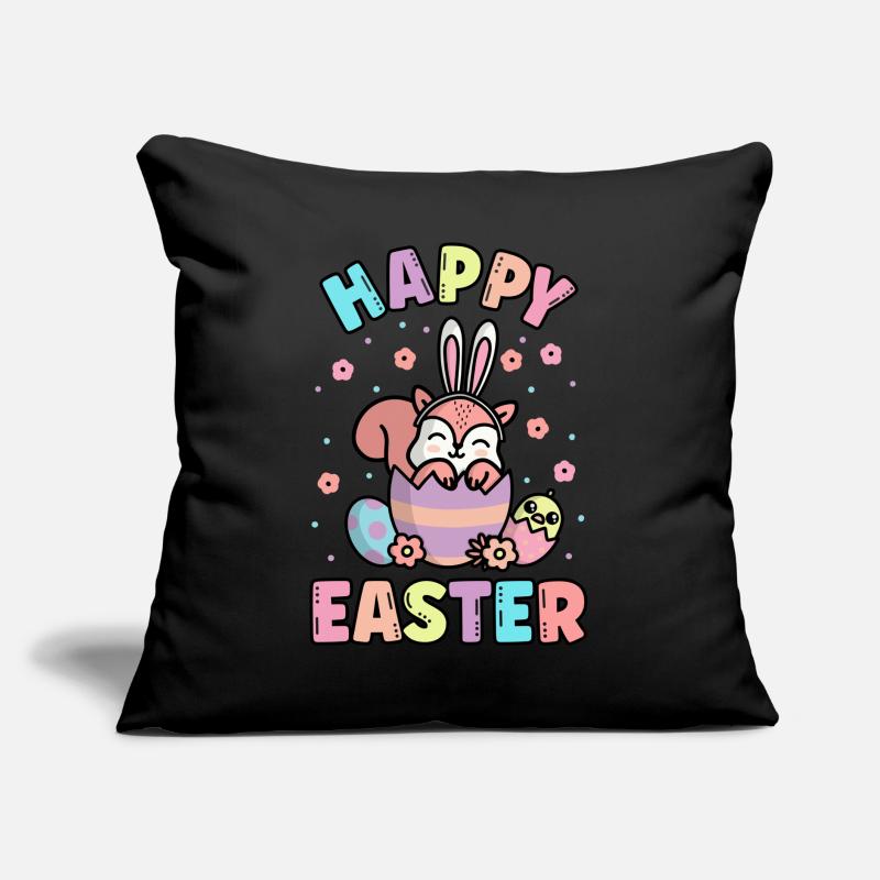 Happy Easter Squirrel With Rabbit Ears Spring Sofa pillow with filling 45cm x 45cm