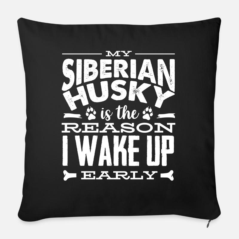 Husky sibérien - Coussin et housse de 45 x 45 cm - noir