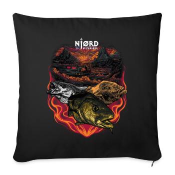 Iceland Fishing # Njørd Fisker - Sofakissen mit Füllung 45 x 45 cm - Schwarz - Vorne