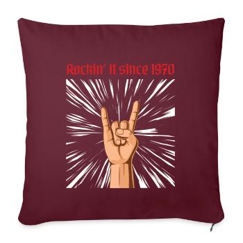 Rockin it depuis 1970 Heavy Metal Birthday Greeting - Coussin et housse de 45 x 45 cm - bordeaux - Devant