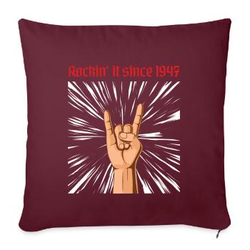 Rockin it depuis 1947 Heavy Metal Birthday Greeting - Coussin et housse de 45 x 45 cm - bordeaux - Devant