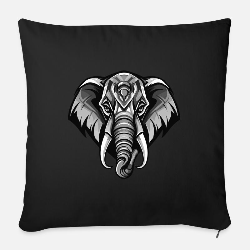 Elefant Portrait - Sofakissen mit Füllung 45 x 45 cm - Schwarz