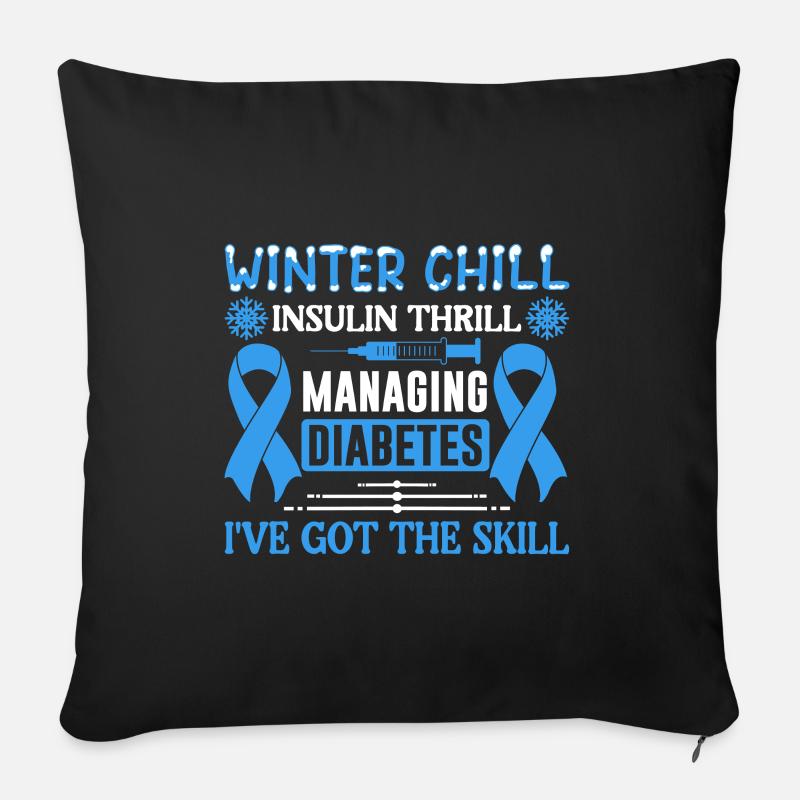 Frisson d’insuline Winter Chill J’ai la compétence - Coussin et housse de 45 x 45 cm - noir