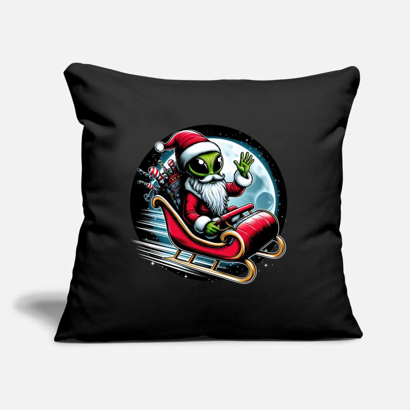 Père Noël extraterrestre de l’espace lointain Coussin et housse de 45 x 45 cm