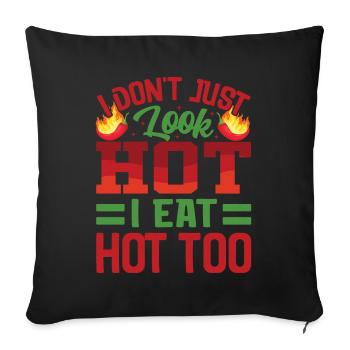 Ça a l’air chaud – fille avec du piment fort et - Coussin et housse de 45 x 45 cm - noir - Devant
