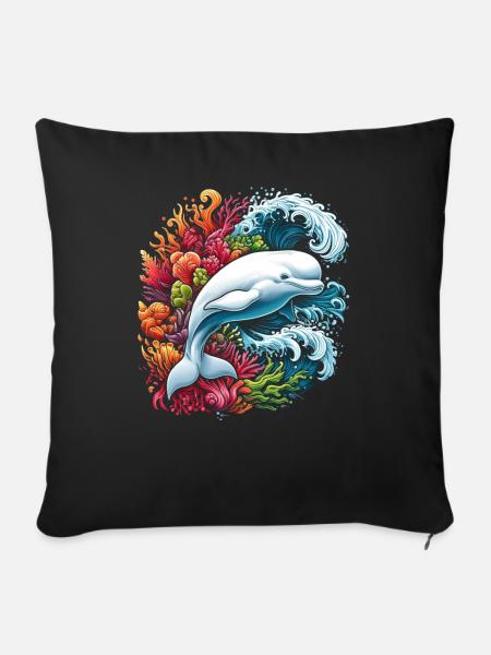 Beluga-wal-ketologe Meeressäugetier Marine - Sofakissen mit Füllung 45 x 45 cm - Schwarz