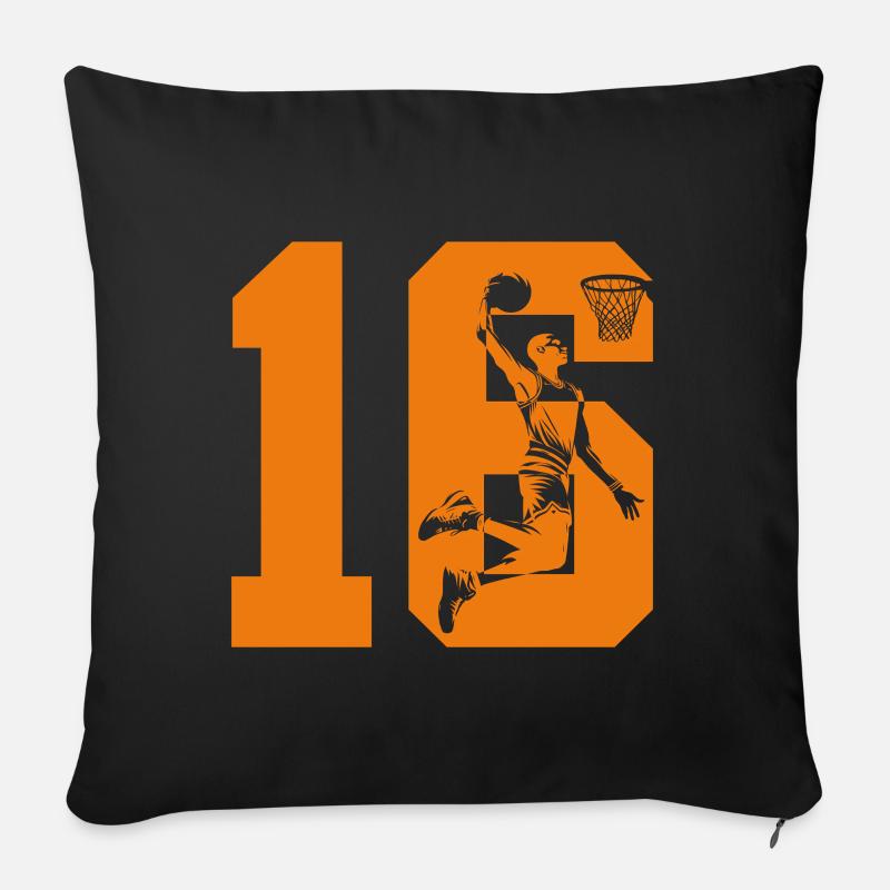 NUMMER 16 BASKETBALL 16. GEBURTSTAG - Sofakissen mit Füllung 45 x 45 cm - Schwarz