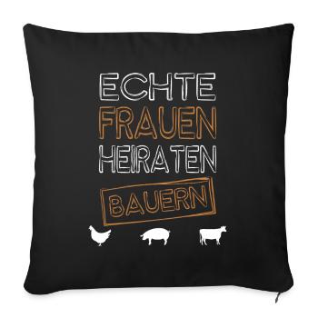 de vraies femmes épousent des agriculteurs - Coussin et housse de 45 x 45 cm - noir - Devant