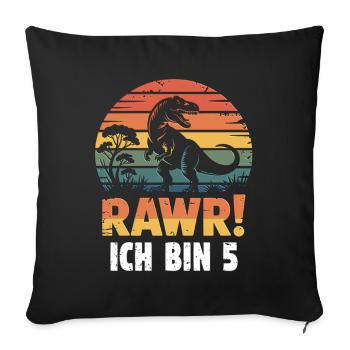 rawr! I'm 5 now - Sofa pillow with filling 45cm x 45cm - black - Front