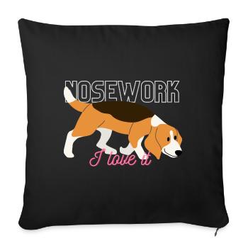 I train NOSEWORK - I love it - Sofa pillow with filling 45cm x 45cm - black - Front