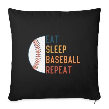 Eat Sleep Baseball Repeat - Sofa pillow with filling 45cm x 45cm - black - Front