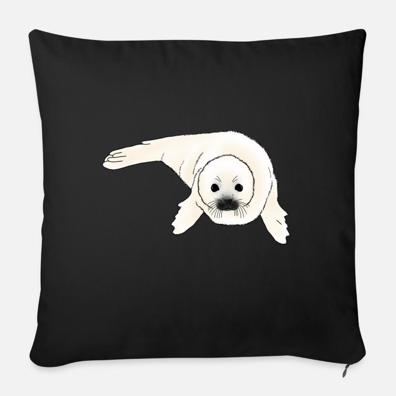 Bébé phoque - Coussin et housse de 45 x 45 cm - noir