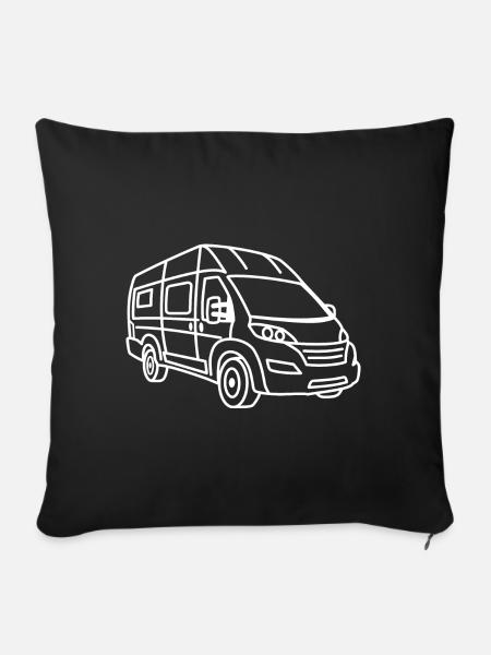 Kastenwagen / Camper Van - Front - Weiß - Sofakissen mit Füllung 45 x 45 cm - Schwarz