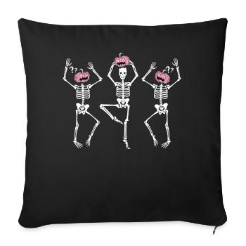 Drôle de squelettes dansants Ballerine d’Halloween - Coussin et housse de 45 x 45 cm - noir - Devant