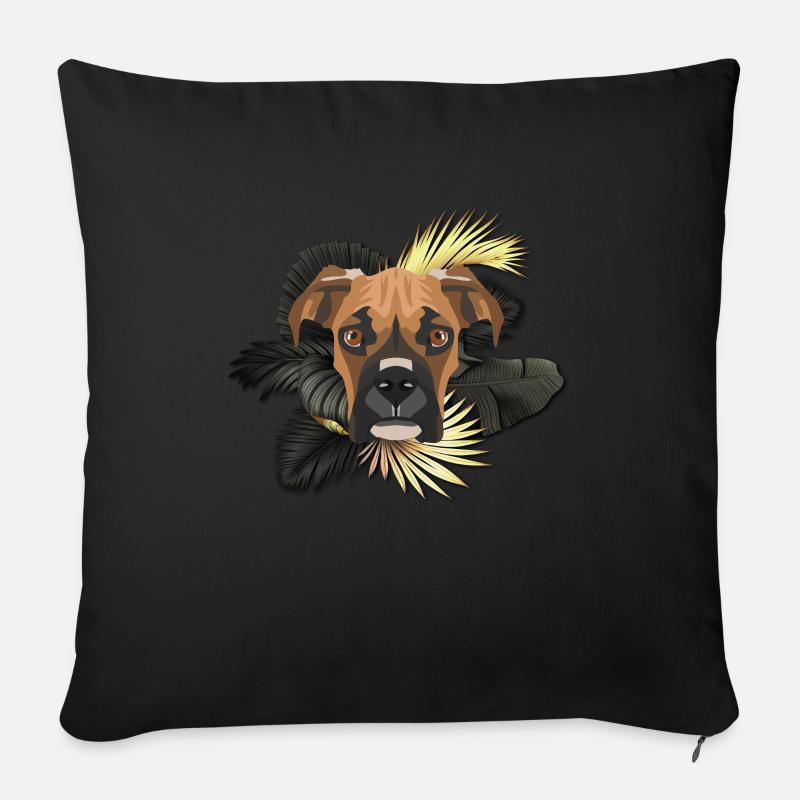 Goldener Hund Deutscher Boxer - Sofakissen mit Füllung 45 x 45 cm - Schwarz