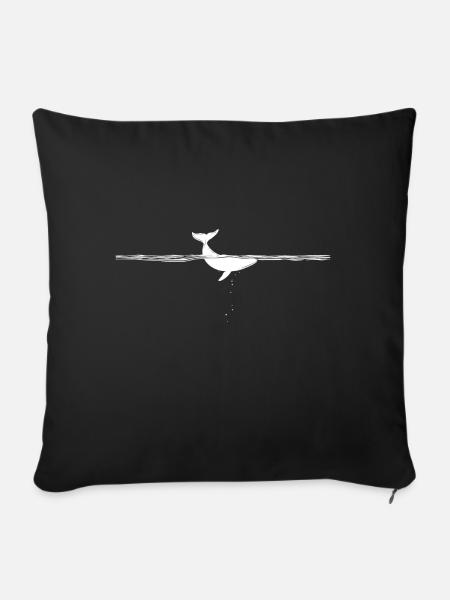Queue de baleine 2 - Blanc - Coussin et housse de 45 x 45 cm - noir
