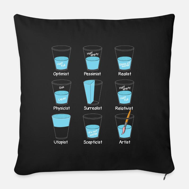 Mindset Wasserglas Einstellung - Sofakissen mit Füllung 45 x 45 cm - Schwarz