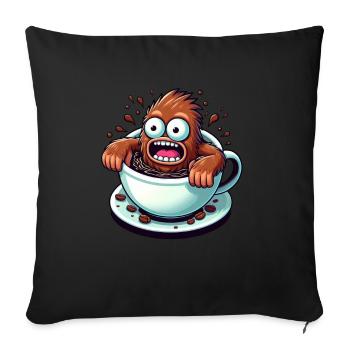 Bigfoot Coffee Monster Coffee Drinker - Sofa pillow with filling 45cm x 45cm - black - Front