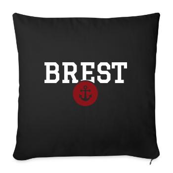 BREST - Médaillon ancre marine - Coussin et housse de 45 x 45 cm - noir - Devant