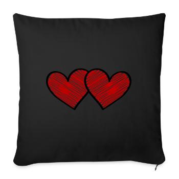 Heart Love - Sofa pillow with filling 45cm x 45cm - black - Front