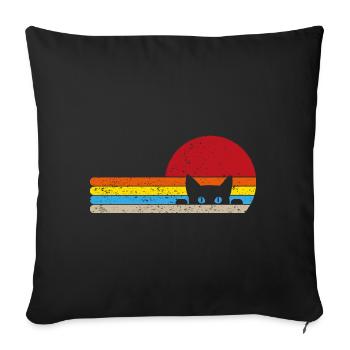 Chat cadeau animaux enfants animaux - Coussin et housse de 45 x 45 cm - noir - Devant