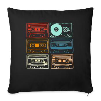 90s Party Outfit Shirt Kassette Vintage 80s Disko - Sofakissen mit Füllung 45 x 45 cm - Schwarz - Vorne