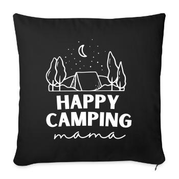 Happy Camping Mama | Mom and Child Camping Set - Sofa pillow with filling 45cm x 45cm - black - Front