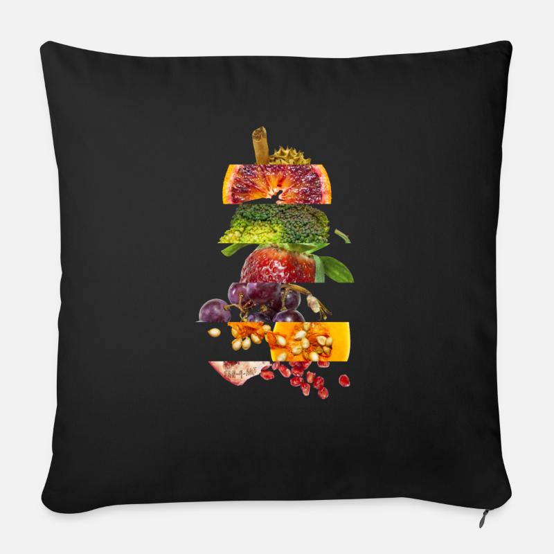 Obst & Gemüse - Sofakissen mit Füllung 45 x 45 cm - Schwarz
