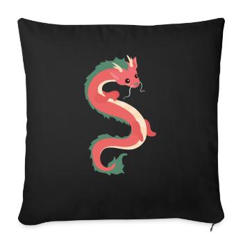 Dragon chinois - Coussin et housse de 45 x 45 cm - noir - Devant
