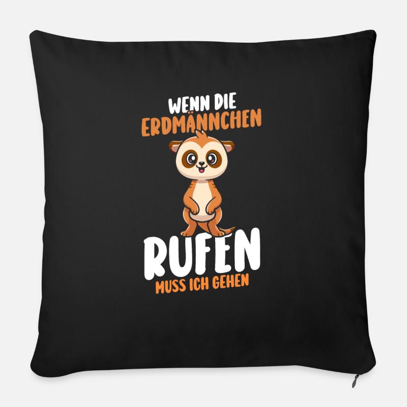 Erdmännchen - Sofakissen mit Füllung 45 x 45 cm - Schwarz