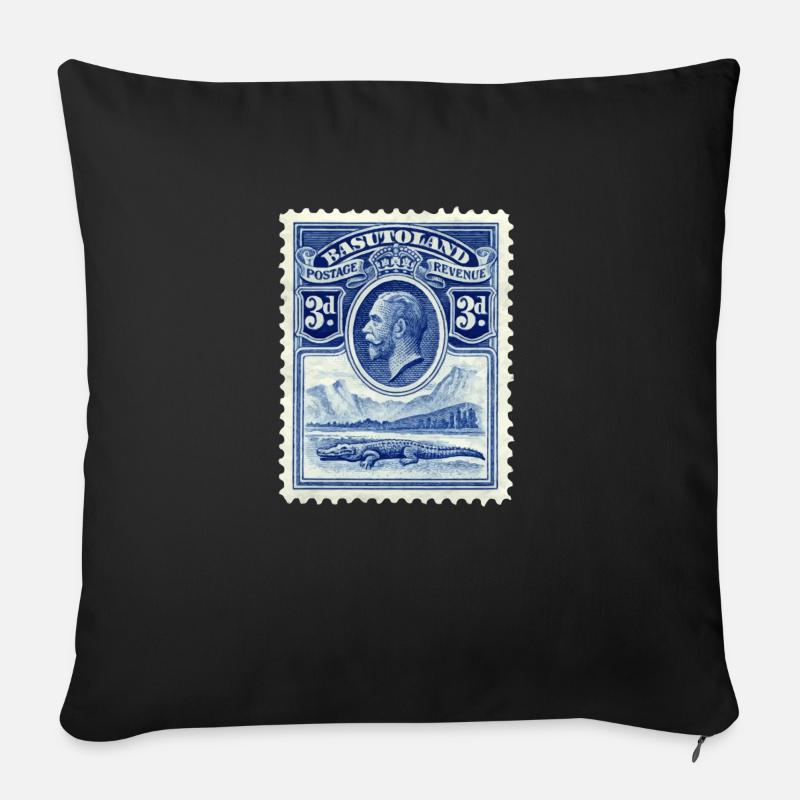 Briefmarke - Sofakissen mit Füllung 45 x 45 cm - Schwarz