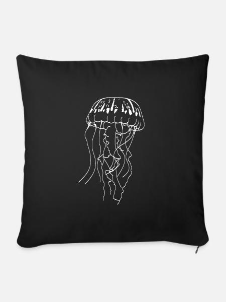 Qualle Meer - Sofakissen mit Füllung 45 x 45 cm - Schwarz