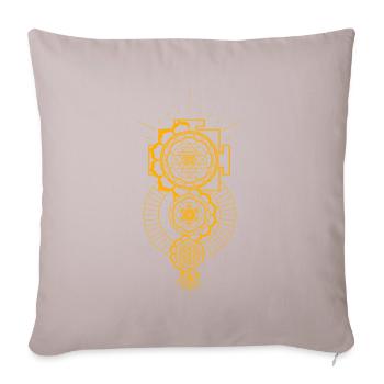 Cube de Metatron Sri Yantra Fleur de Vie Sacrée - Coussin et housse de 45 x 45 cm - taupe clair - Devant