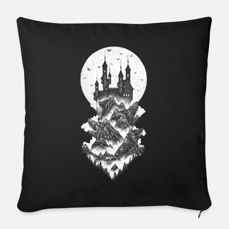 Château de Dracula - blanc - Coussin et housse de 45 x 45 cm - noir