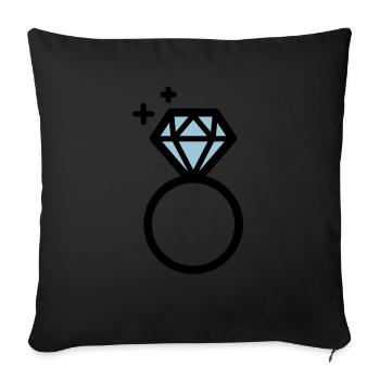 Engagement ring with diamond - Sofa pillow with filling 45cm x 45cm - black - Front