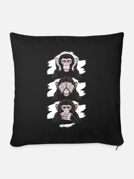 3 Affen - Sofakissen mit Füllung 45 x 45 cm - Schwarz