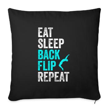 Manger dormir dos flip répéter chemise gymnastique tee - Coussin et housse de 45 x 45 cm - noir - Devant