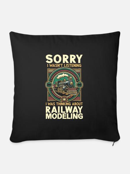 Modelleisenbahn-Liebhaber - Sofakissen mit Füllung 45 x 45 cm - Schwarz