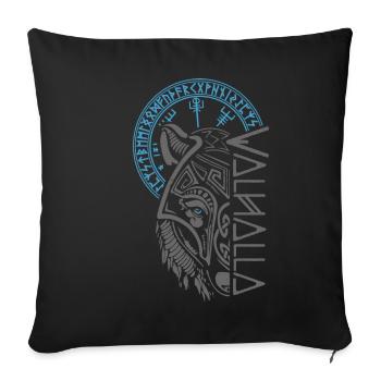 Walhalla Wolf Maske Odin Runen Nordischer Kompass - Sofakissen mit Füllung 45 x 45 cm - Schwarz - Vorne