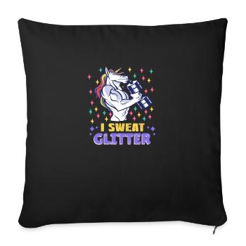 Gym fitness paillettes cadeau de sueur - Coussin et housse de 45 x 45 cm - noir - Devant