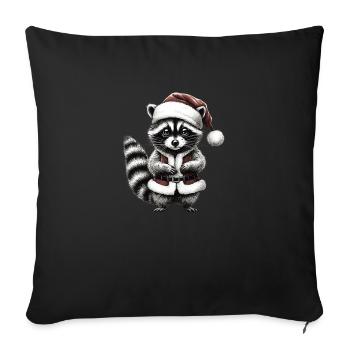 Der süße Weihnachts Waschbär - Sofakissen mit Füllung 45 x 45 cm - Schwarz - Vorne