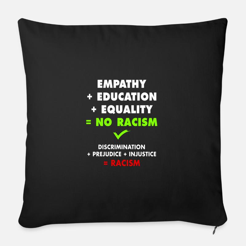 Dites NON au racisme ! - Coussin et housse de 45 x 45 cm - noir