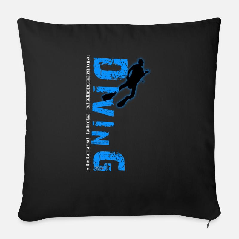 Diving - protects the reefs - Sofakissen mit Füllung 45 x 45 cm - Schwarz