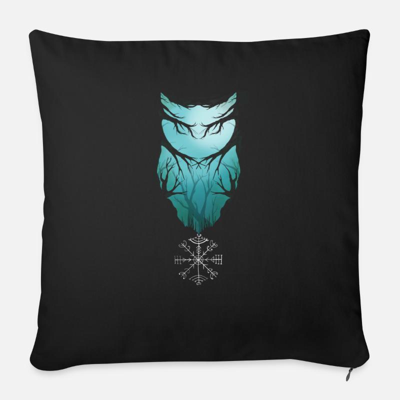 Viking owl / wikinger Eule - Sofakissen mit Füllung 45 x 45 cm - Schwarz