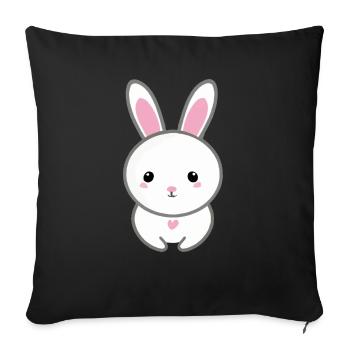 Lapin mignon - Coussin et housse de 45 x 45 cm - noir - Devant